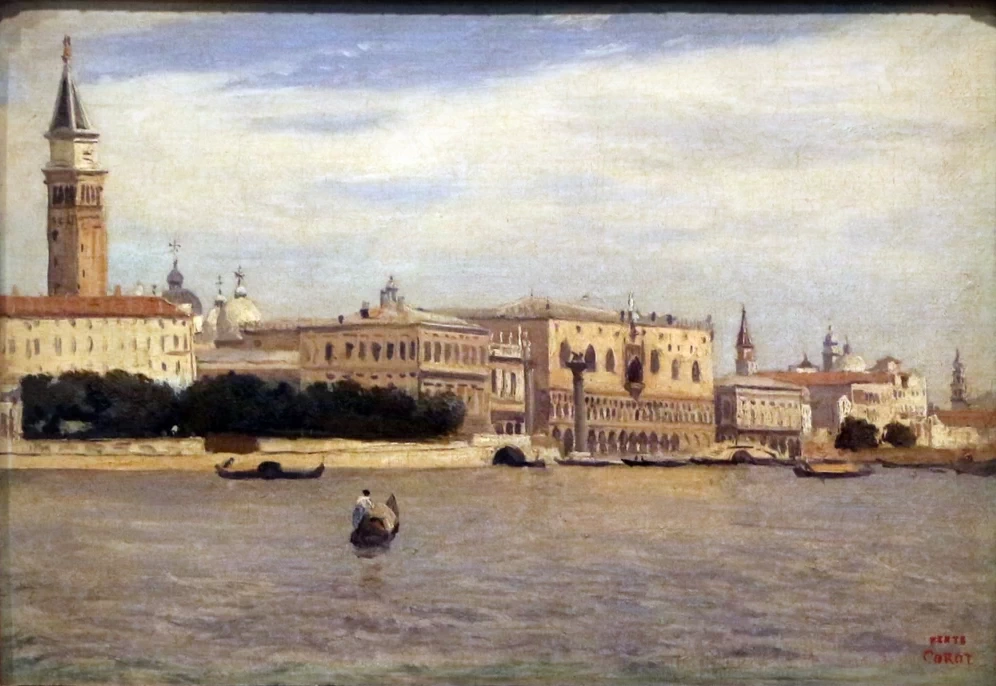 Jean - Baptiste, Camille Corot, 224, Venezia dalla Dogana, Calouste Gulbenkian Museum, Lisbona